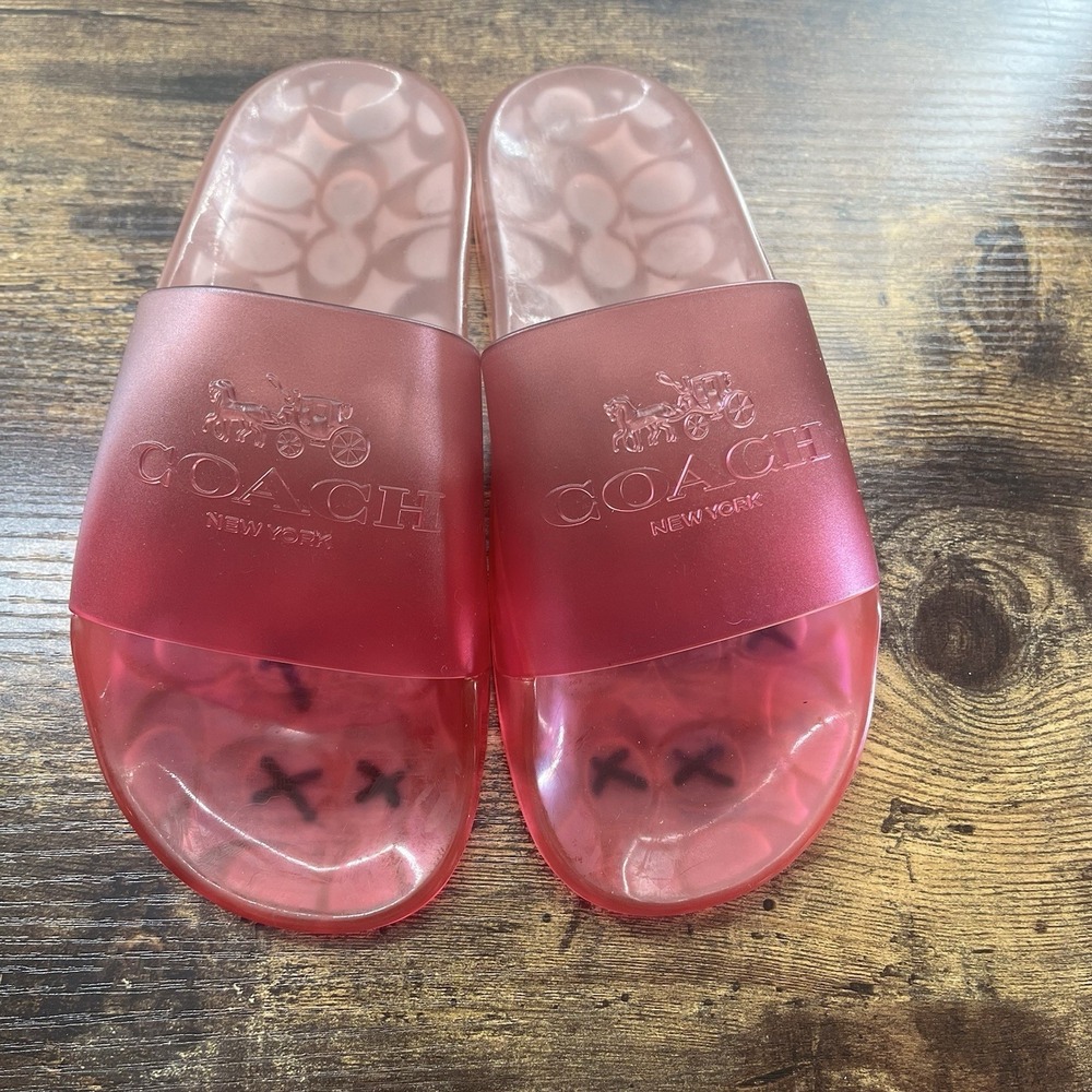 Coach Women's Size 5B Ulyssa Jelly Pool Slides Sandals Pink Ombré Resortwear